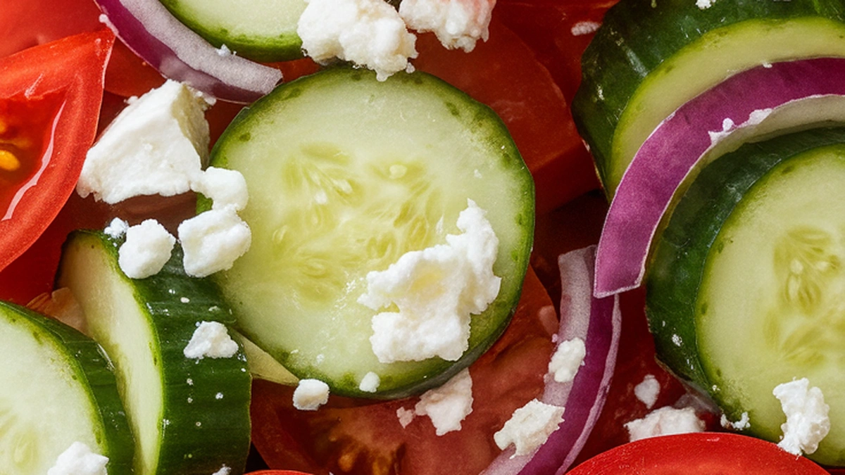 Tomato Cucumber Salad with Feta - Featured