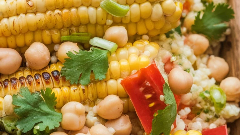 Vegan Couscous Salad with Chickpeas and Charred Corn - Featured