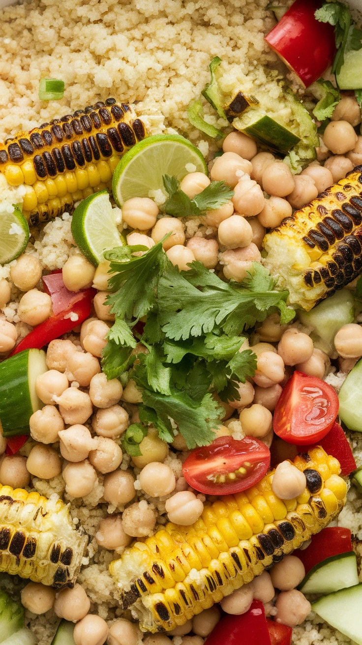 Vegan Chickpea and Charred Corn Couscous Salad