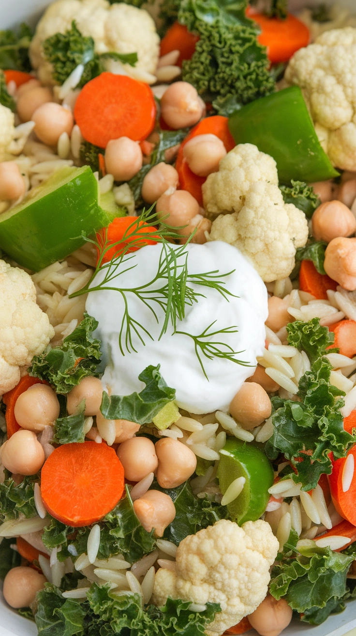 Vegan Chickpea and Kale Orzo Salad