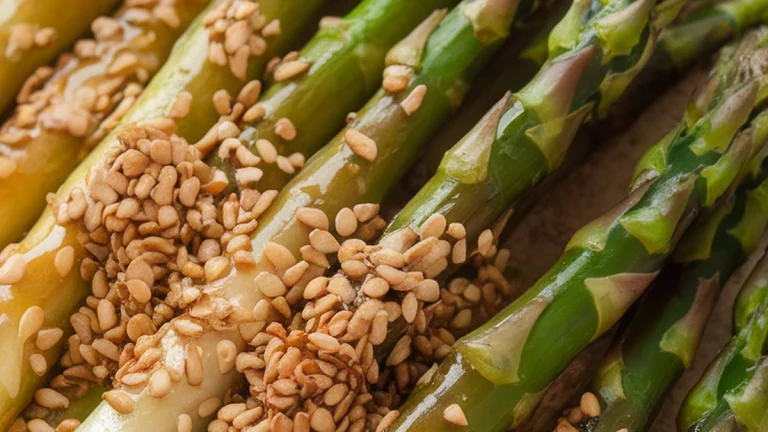Asparagus with Soy Sauce and Sesame Seeds - Featured