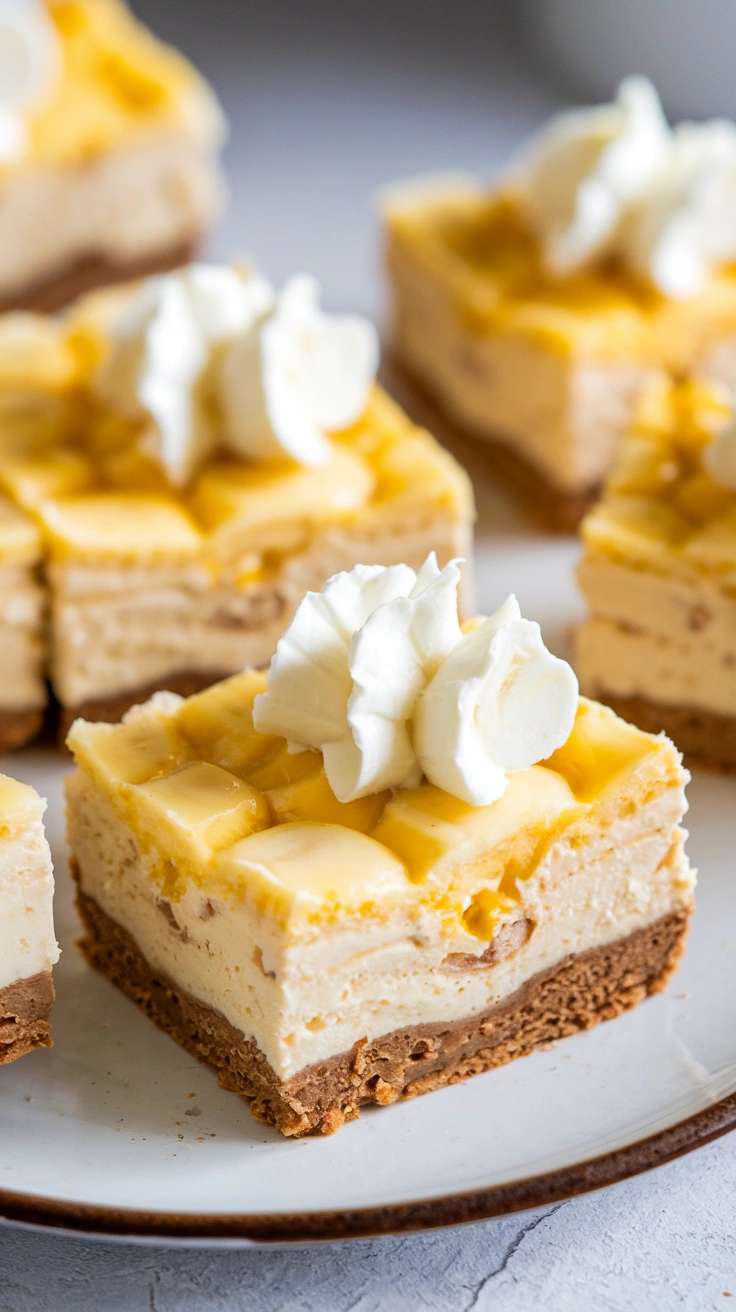Layered Banana Pudding Cheesecake Squares
