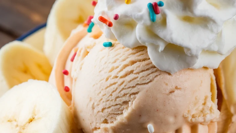 Banana with Ice Cream and Whipped Cream - Featured