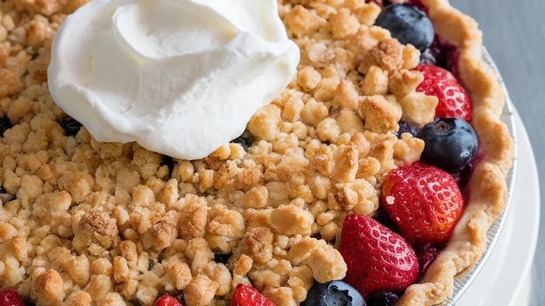 BEST Strawberry Blueberry Pie with Crumb Topping - Featured