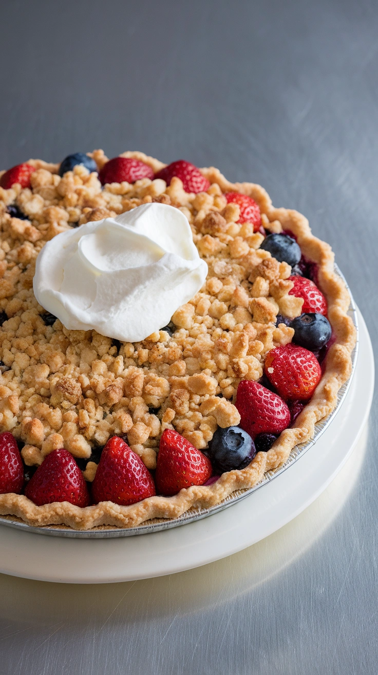 Strawberry Blueberry Crumb Pie