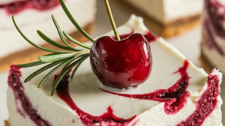 Cherry Swirled Cheesecake Bars - Featured