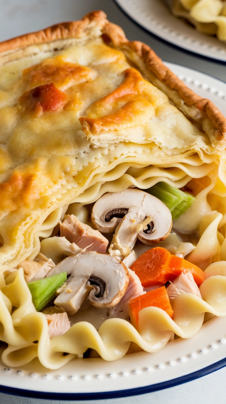Creamy Chicken Pot Pie Noodle Skillet