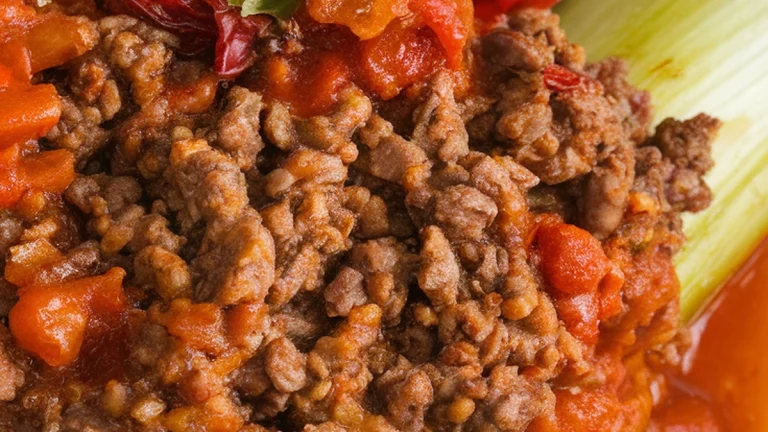 Leeks with Ground Meat Tomato Sauce - Featured