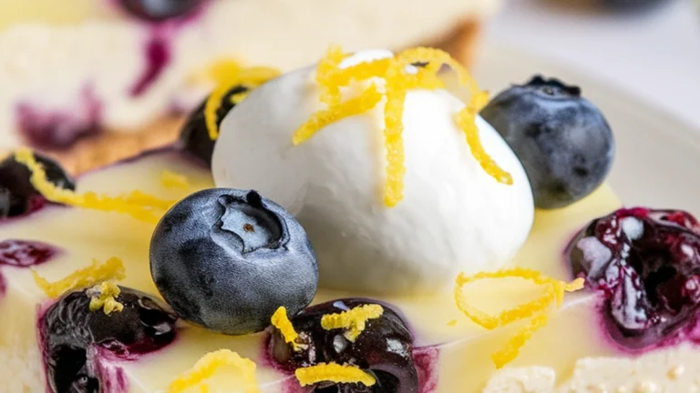 No Bake Lemon Blueberry Cheesecake Bars - Featured