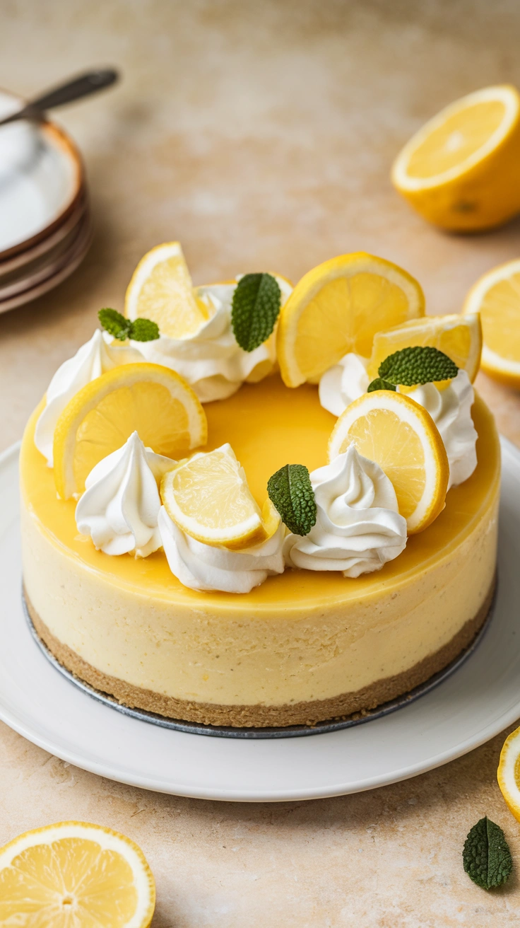 No-Bake Lemon Cheesecake with Lemon Curd