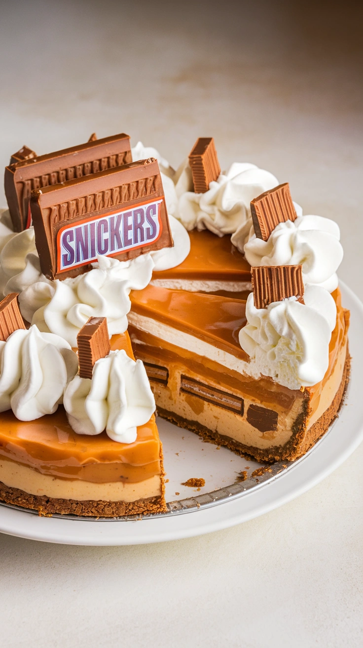 No-Bake Snickers Pie