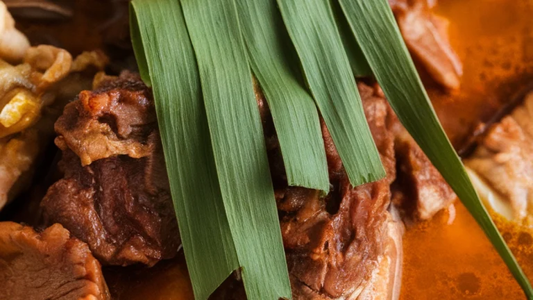 Palm Fruit Soup with Meat and Atama Leaves - Featured