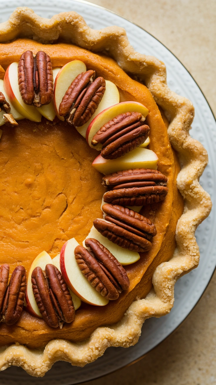Pumpkin Apple Pie with Pecan Crust