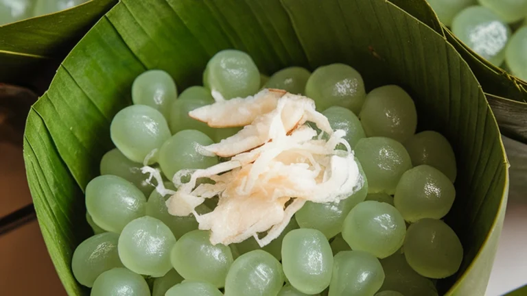 Sago Coconut Pandan Banana Leaf Cones - Featured