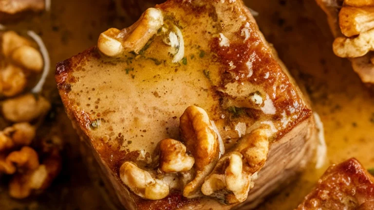 Veal or Chicken in Walnut Garlic Butter Sauce - Featured