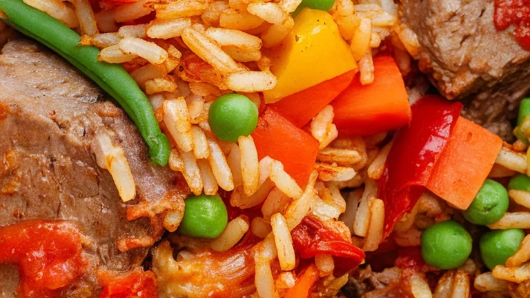 Benachin (Gambian Rice with Meat and Vegetables) - Featured