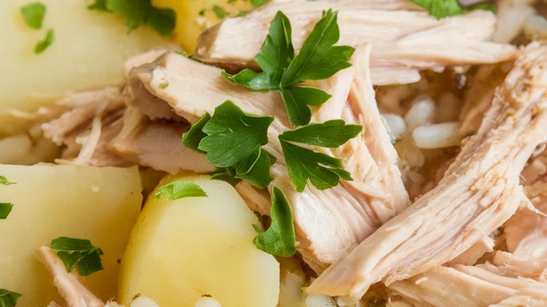 Chicken Soup with Rice and Potatoes - Featured