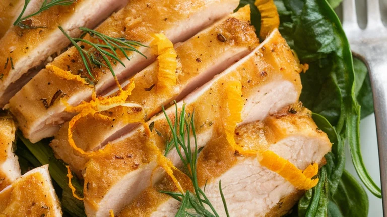 Chicken with Orange, Spinach and Cherry Tomatoes - Featured