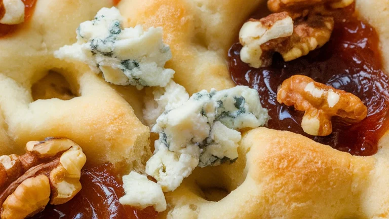 Focaccia with Onion Marmalade, Blue Cheese, and Walnuts - Featured