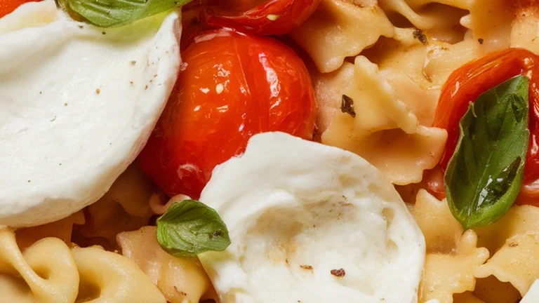 Fresh Pasta with Mozzarella, Tomato and Basil - Featured
