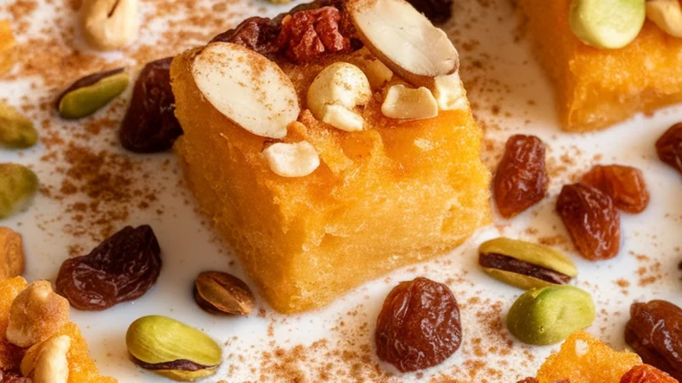 Hyderabadi Fried Bread with Syrup and Nuts (Double ka meetha) - Featured