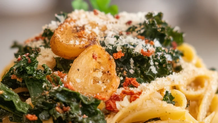 Kale and Garlic Pasta - Featured